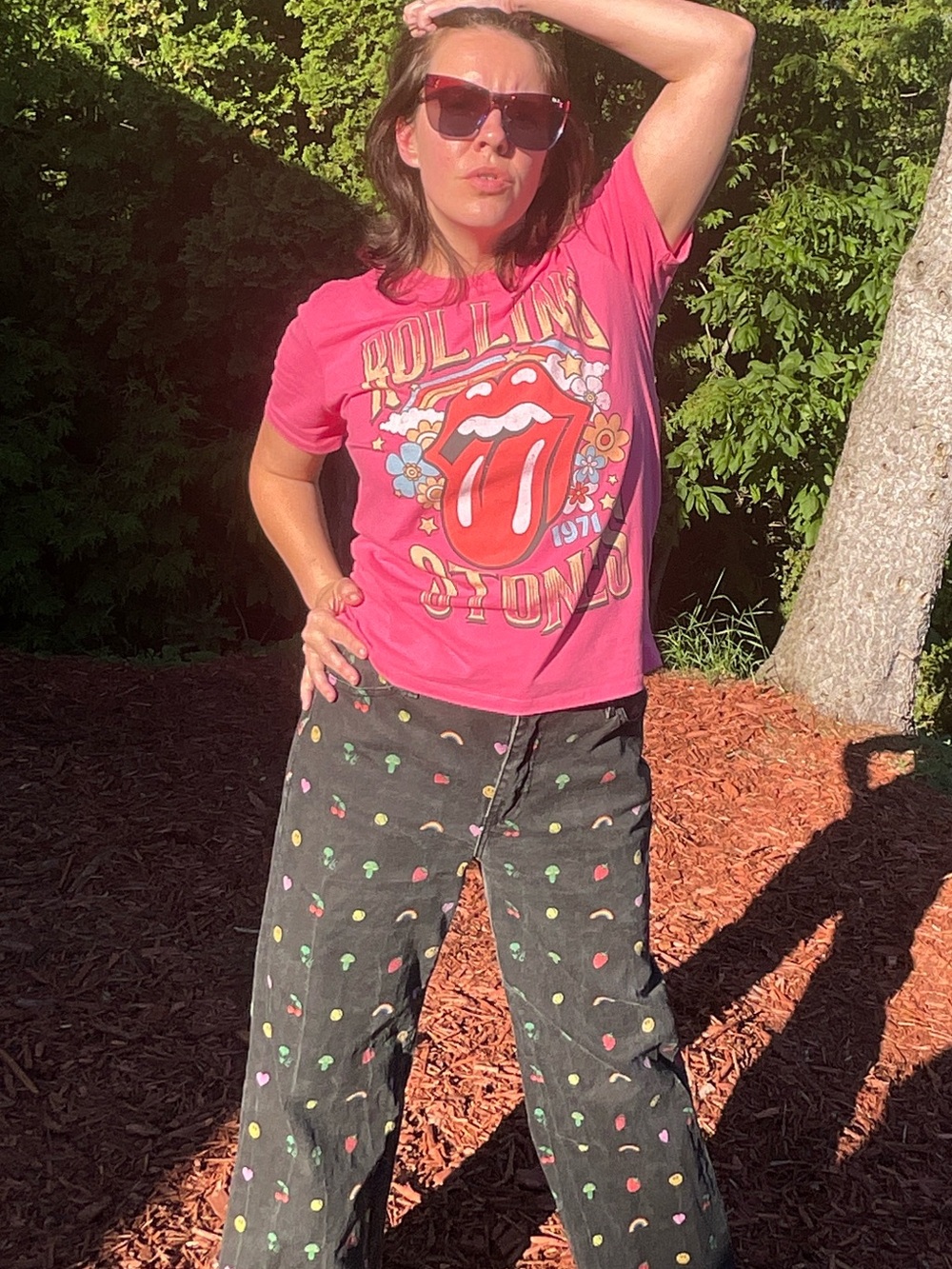 Rolling Stones pink vintage inspired dopamine tshirt small concert uk rock
